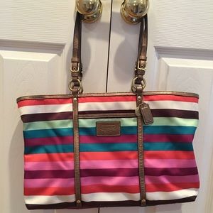 Coach Legacy multi stripe Tote